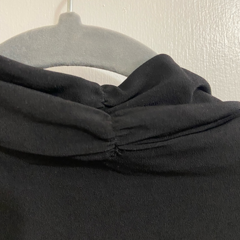 Elegant Black Ruched Women's Top high neck long sleeve - Picture 6 of 8